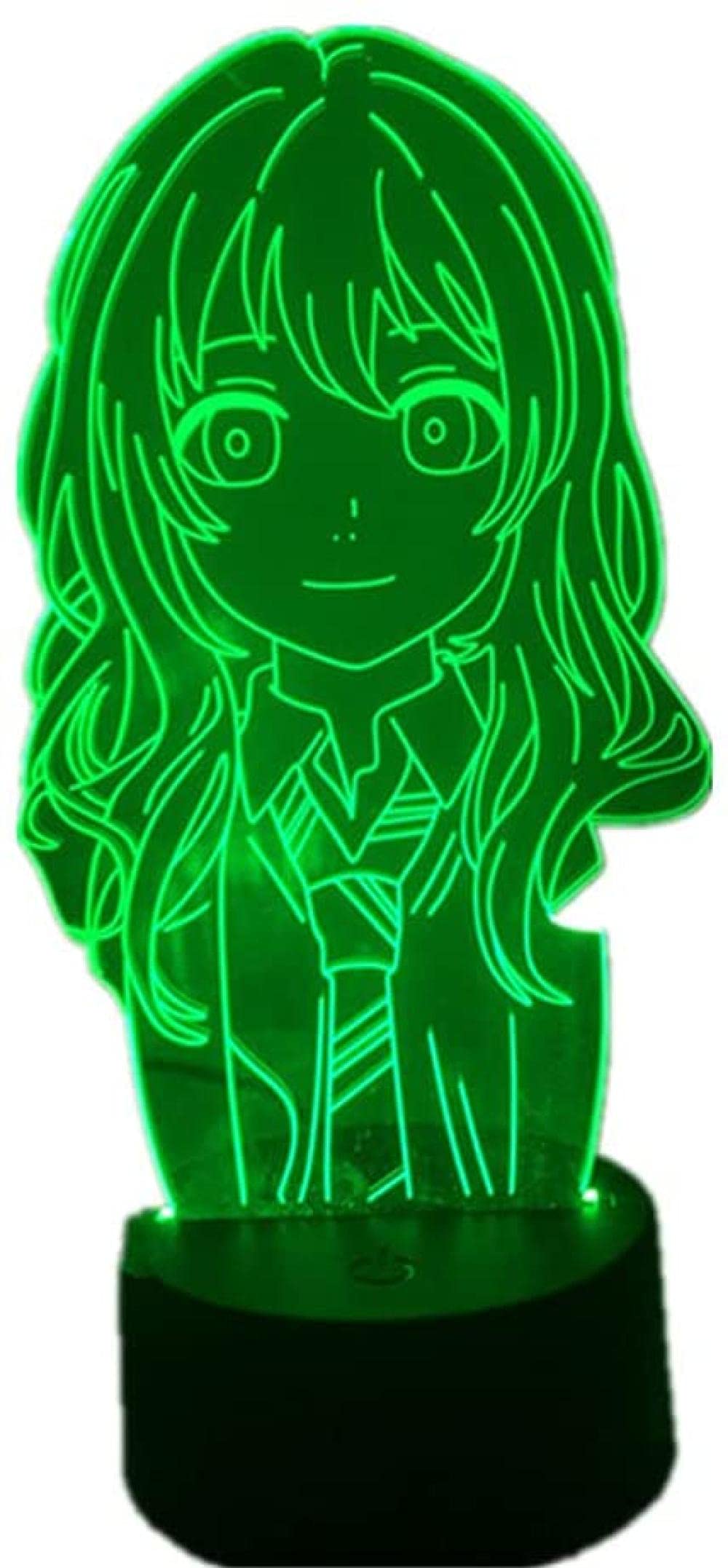 althiqahkey 3D LED Illusion Lamp Night Light USB Anime Decoration Your Lie In April Miyazono Kaori Bedroom Decor Miyazono Kaori-16 colors With Remote Control