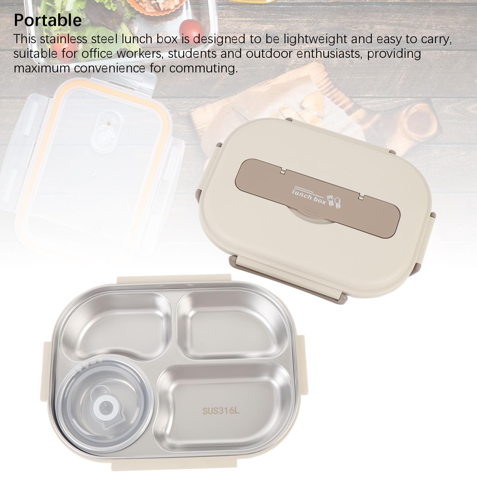 Yctze Stalowy Lunch Box, pojemność 1500 Ml (Beżowy)