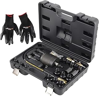 maXpeedingrods Pneumatic Injector Puller Set, 24 pcs 5-8 Bar Air Vibration Diesel Fuel Injector Removal Tool Kit with Extractor Hammer, 19 Adapters, Extension Hose, and EU US JP Connectors