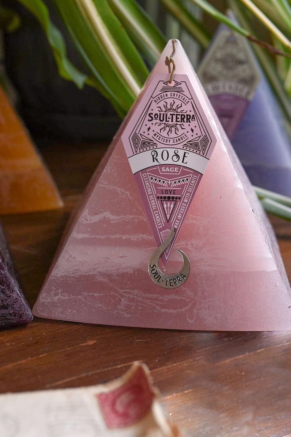 Soul-Terra Rose Sage Love Attraction Spell Candle/Intention Candle with Treasures Inside to Attract Love/ 75 Hours Burn Time/Candles with Real Healing Crystals Inside