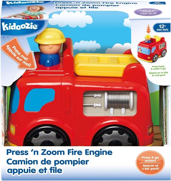 Kidoozie - Press 'N Zoom Fire Engine - Push and Go Vehicle Toy for Toddlers