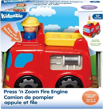 Kidoozie - Press 'N Zoom Fire Engine - Push and Go Vehicle Toy for Toddlers