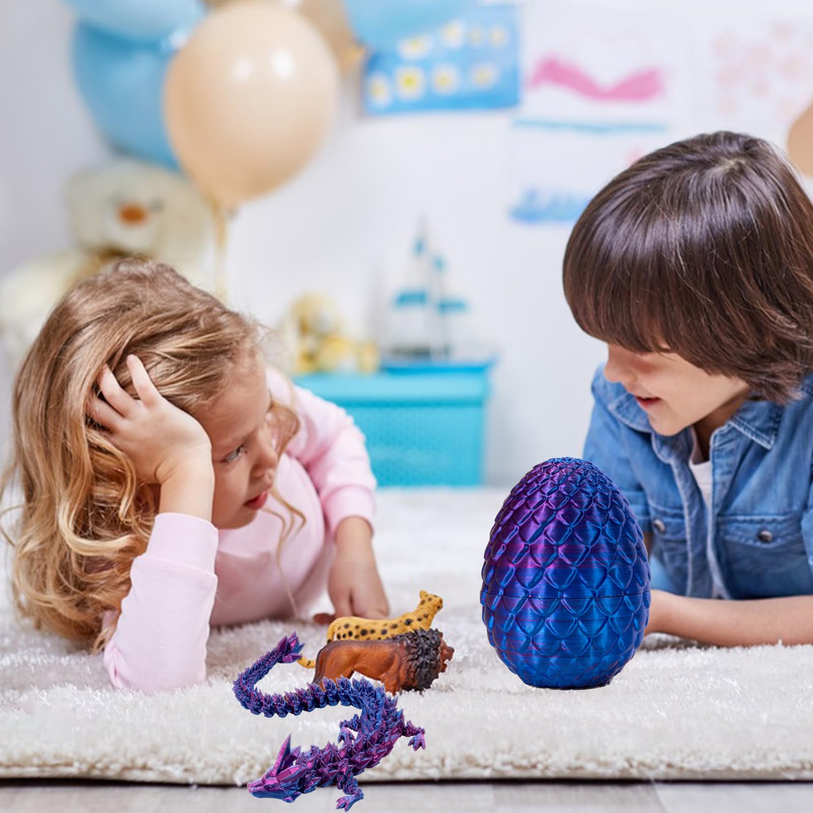 YZZT 3D Printed Dragon Eggs Dragon Egg Fidget Toys 3D Articulating Gemstone Crystal Dragons Egg Figurine Drago Eggs with Drago Inside Easter Eg Desk Toys Home Office Decor - Image 4