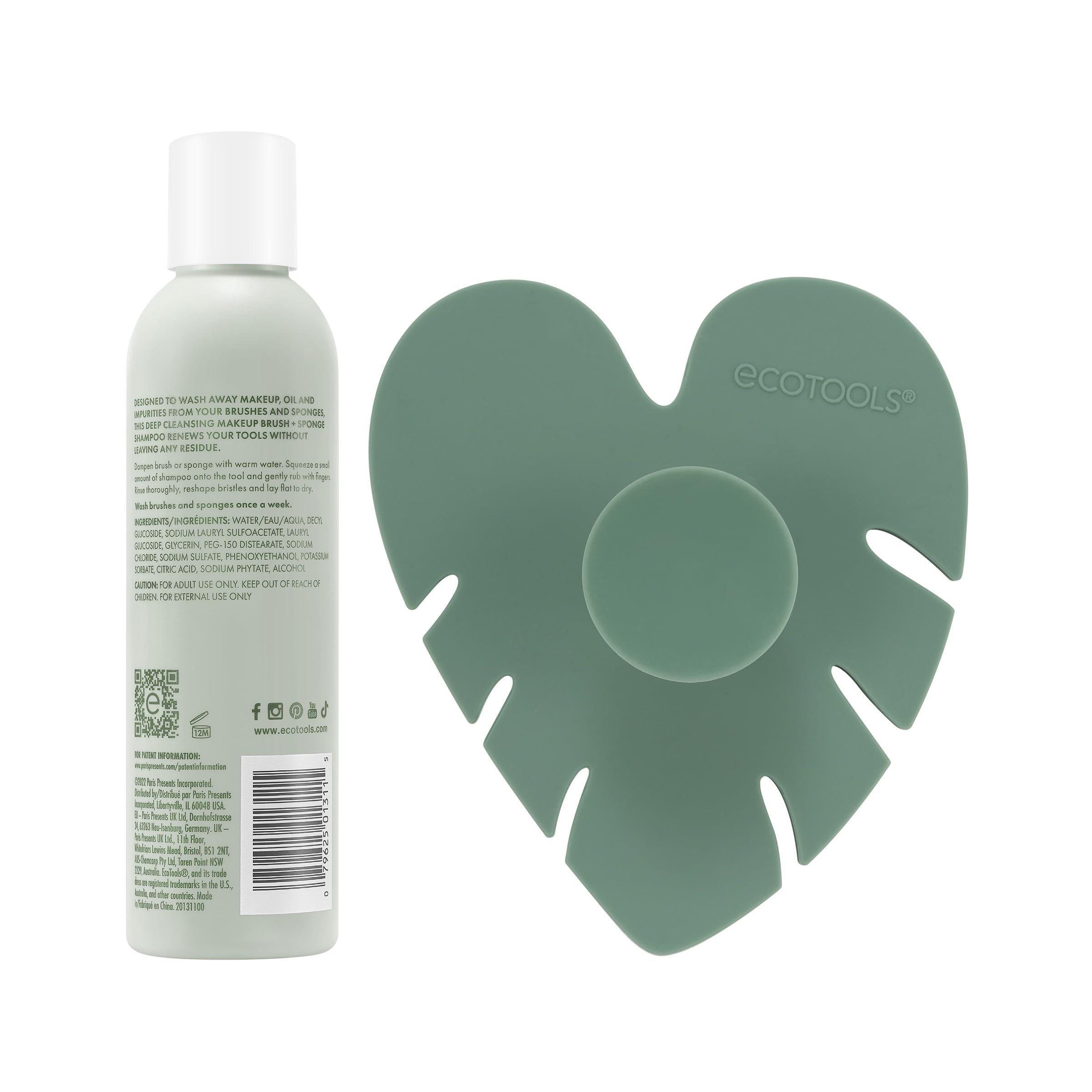 EcoTools Almohadilla de limpieza para brochas de maquillaje + paquete de champú de limpieza profunda, alfombrilla limpiadora de brochas y limpiador de brochas de maquillaje para herramientas de