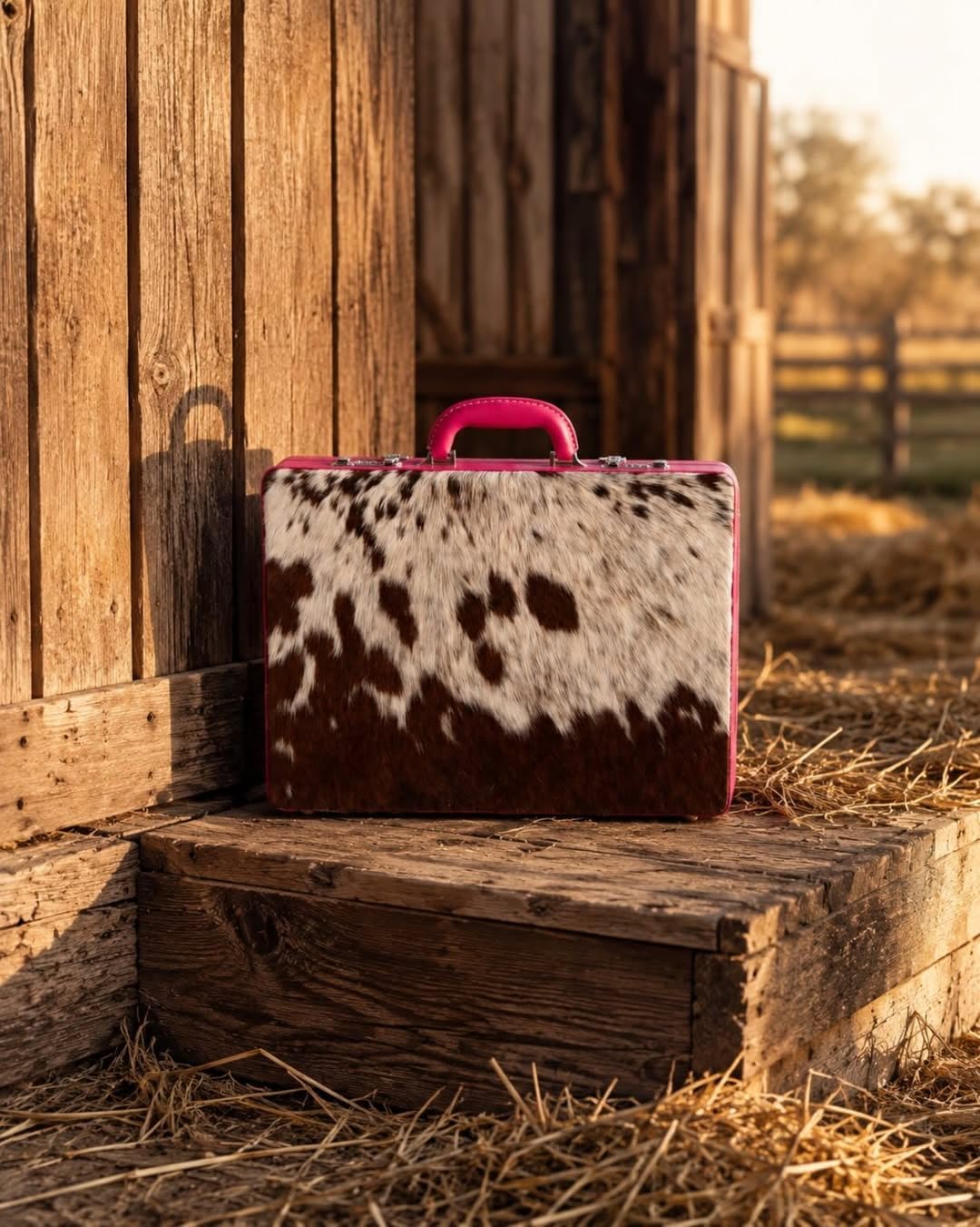 Luxury Pink Pony Hair Cowhide Leather Briefcase for Women & Men – Genuine Cow Leather Laptop Bag with Pink Handle, Multi-Pocket Organizer & Secure Locks – 17” Handmade Business Work Case image 3