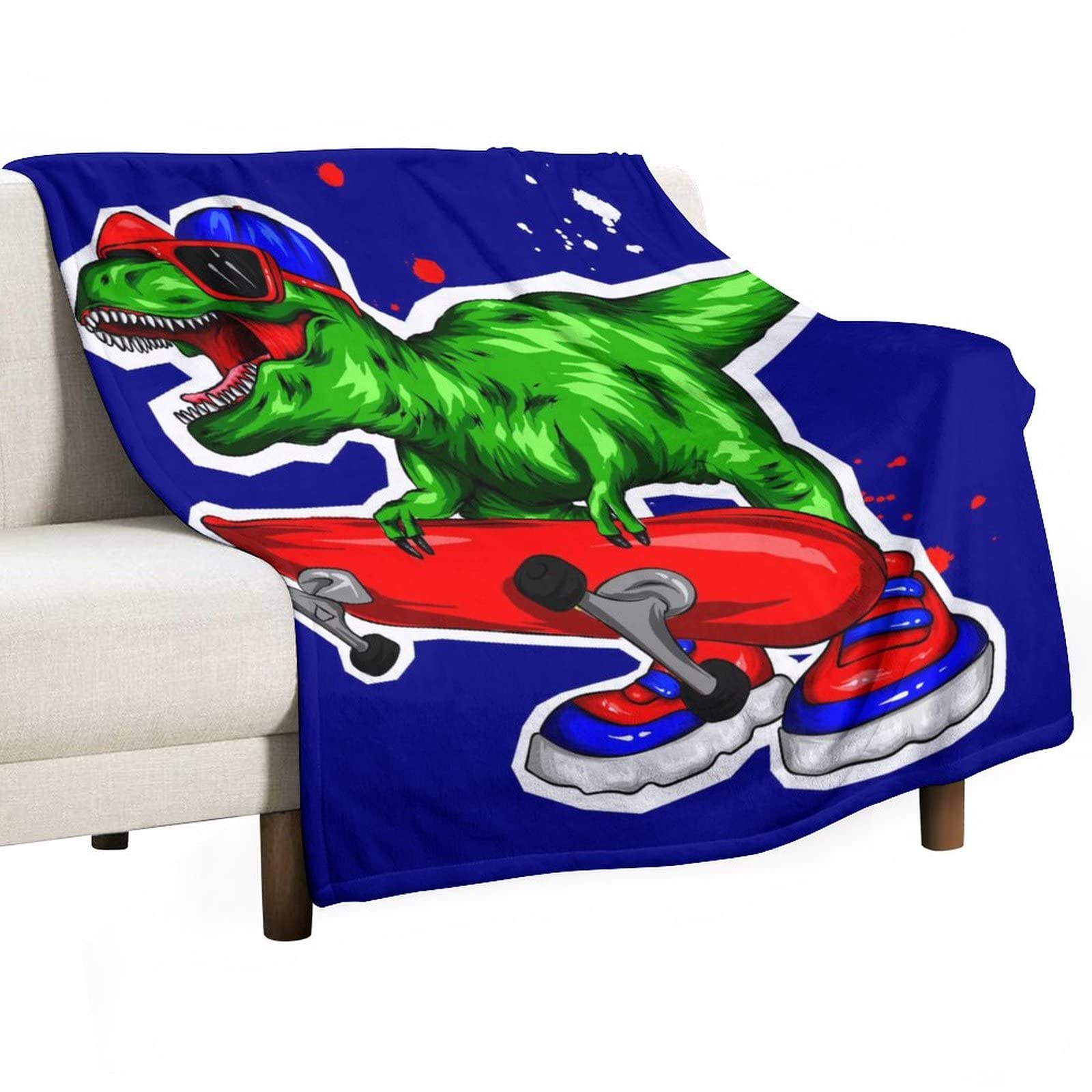 Couverture de lit dinosaure en flanelle pour cocooning dans la chambre