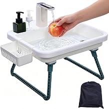 Portable Sink Hand Wash Station, Camping Sink with Electric Pump, Mobile Hand Washing Station for Camping, RV, Yard, Market Stall, One-touch Water Flow, No Plumbing Needed, with Dual Soap Dispensers