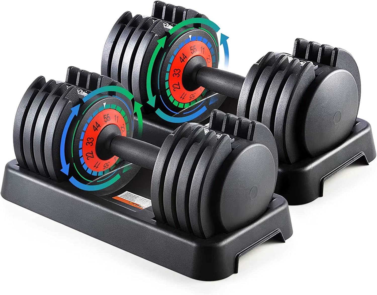 25 55 lbs Pair Adjustable Dumbbells Set Adjustable Weights Dumbbells Set for Men and Women with Anti-Slip Fast