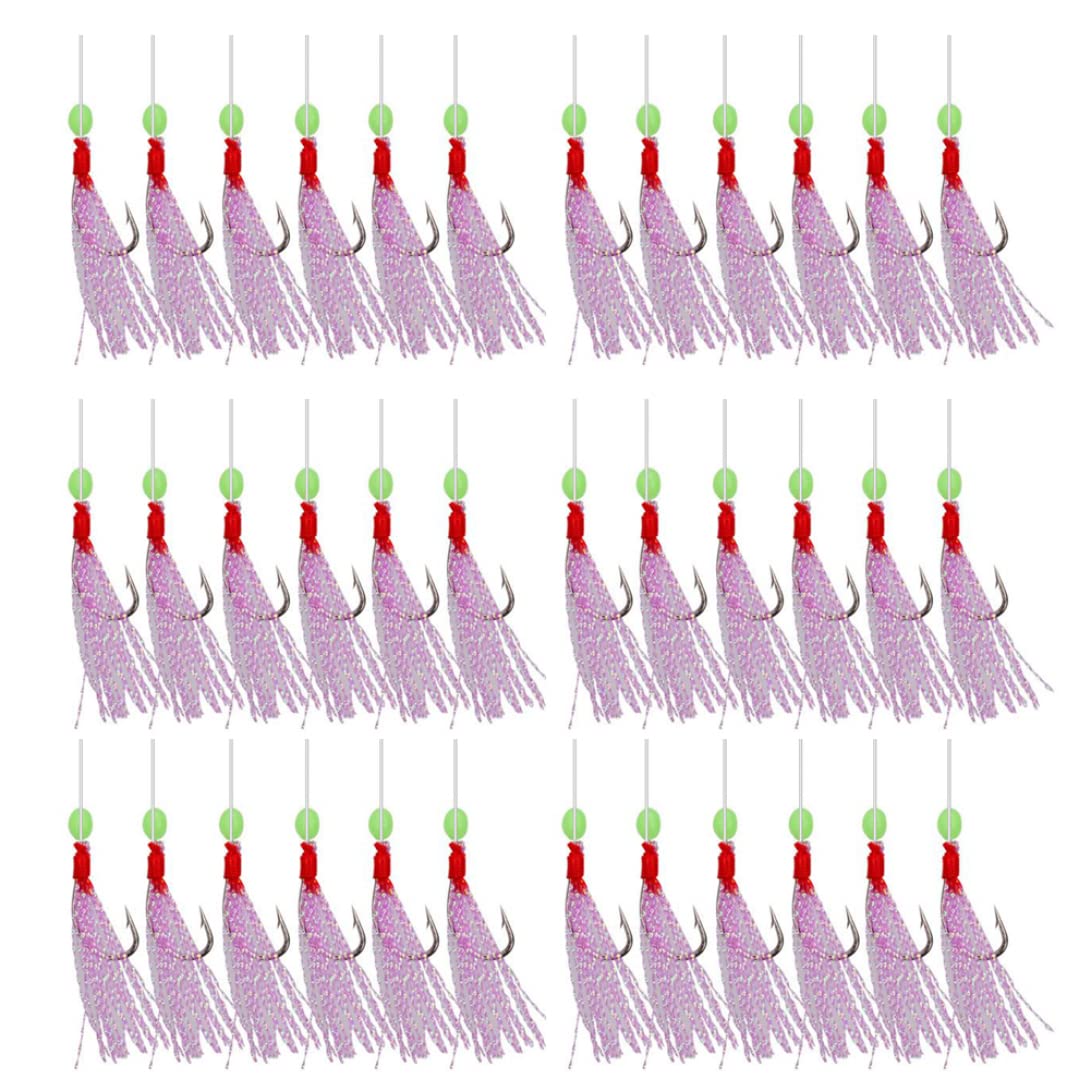 36PCS Fishing Rigs Pre-tied Sea High Carbon Steel Fishing Hooks Mackerel Feathers Sea Boat Beach Pier Lure Colorful Fish Rigs for Freshwater Saltwater Fishing
