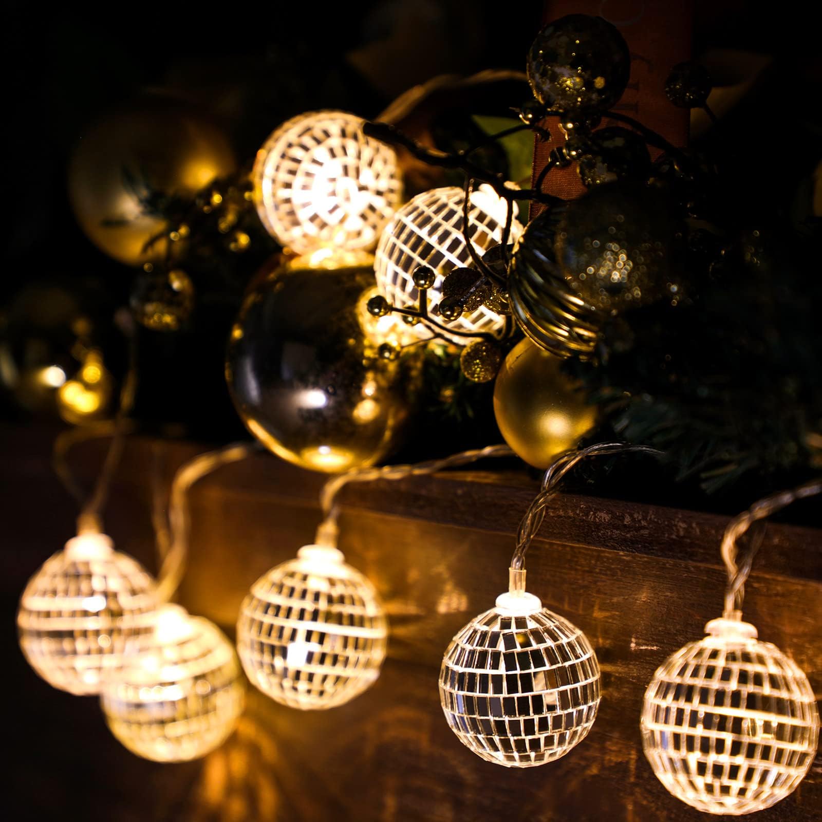20 LED Disco Ball Fairy Lights, 300 cm Disco Ball String Lights, Disco Party Light, Mini Disco Balls Ornaments Tree Decoration Light, Oriental Moroccan Fairy Lights — image 1