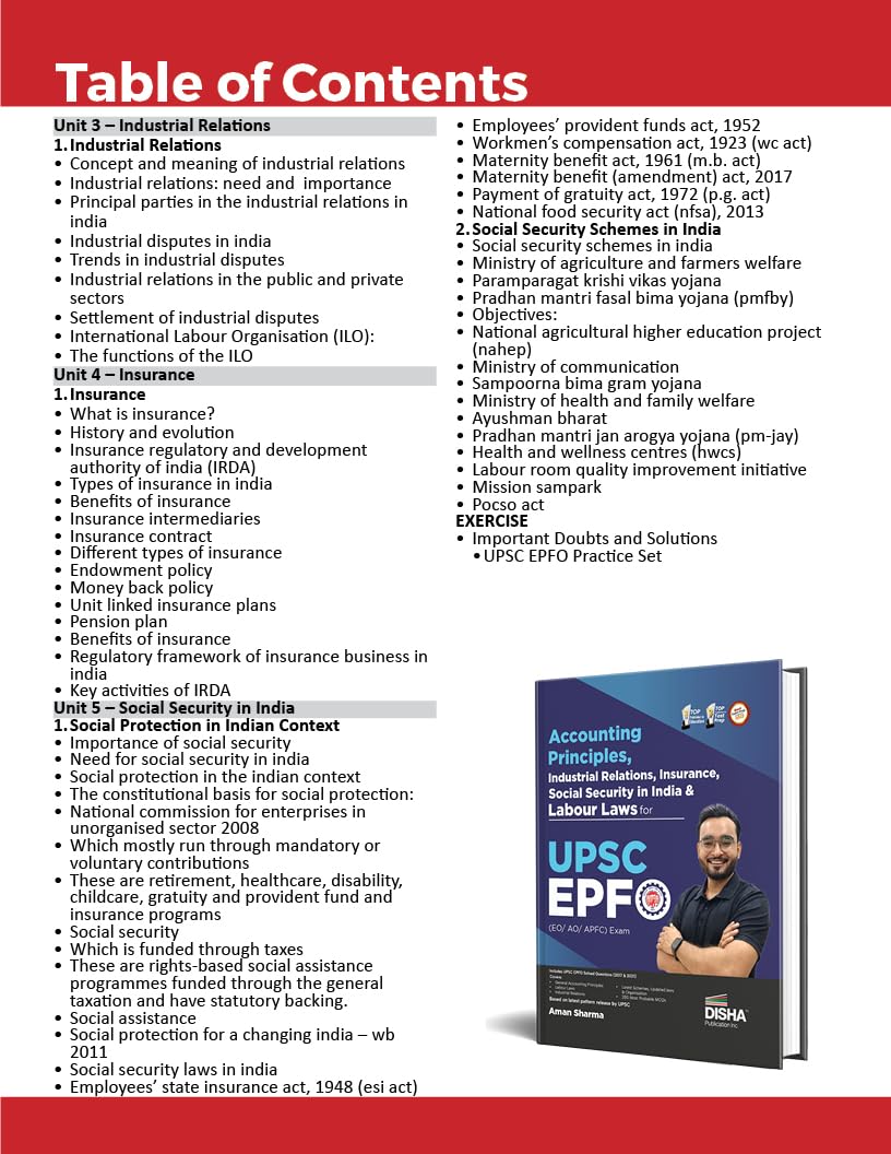 Accounting Principles, Industrial Relations Insurance, Social Security in India & Labour Laws for UPSC EPFO (EO/ AO/ APFC) Exam | Enforcement Officers/ Accounts Officers/ Assistant Provident Fund Commissioner 2