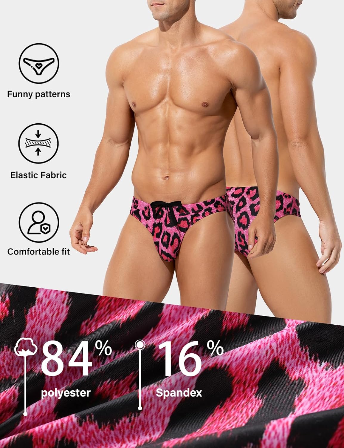 Arjen Kroos Mens Swim Briefs Sexy Bathing Bikini Printed Quick Dry Swimsuit with Drawstring for Men - Image 4