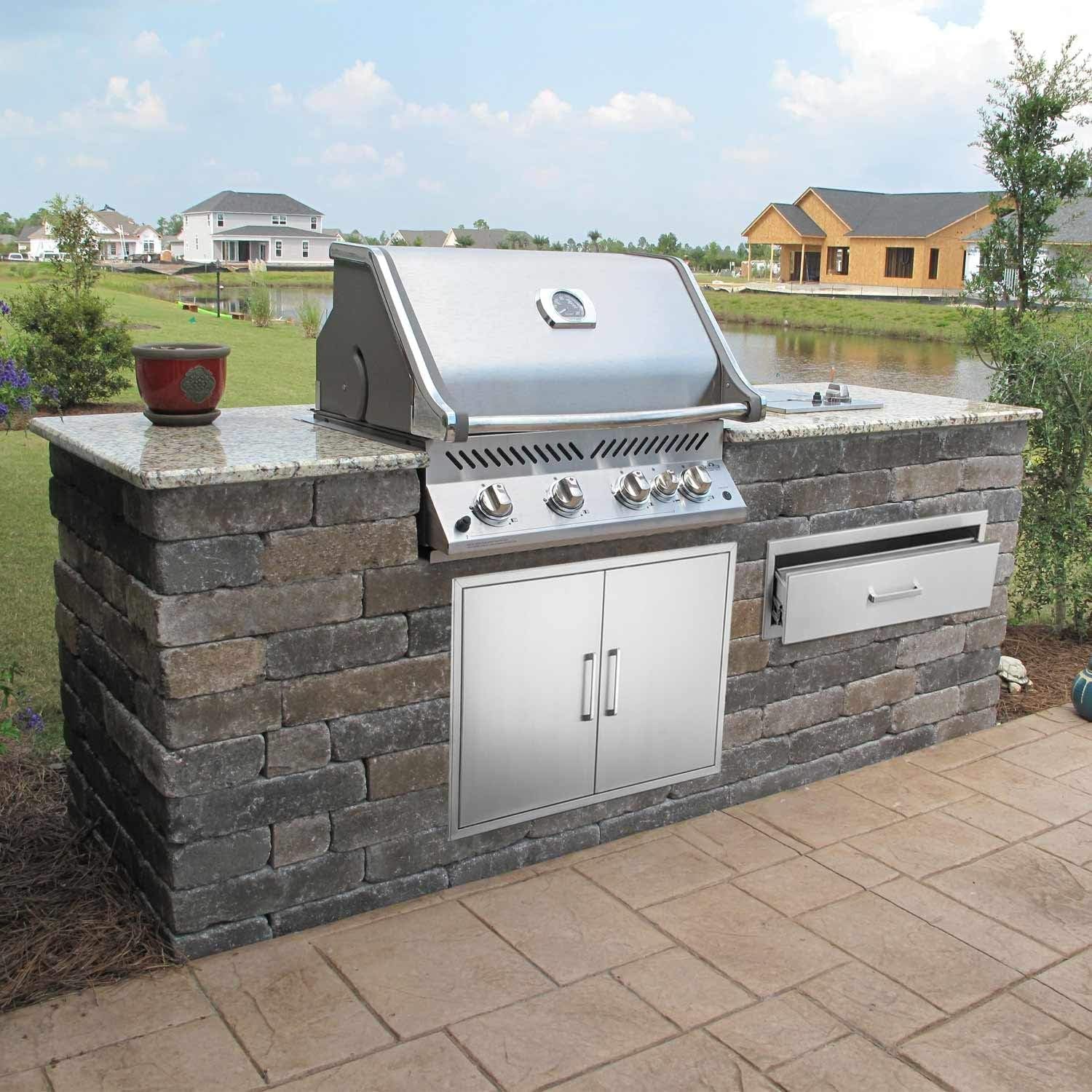 Outdoor Kitchen Drawer Stainless Steel Drawer, BBQ Island Built-in Drawer Weatherproof, Flush Mount for Outdoor Kitchen and Grill Station(30"W*10"H*23“D)