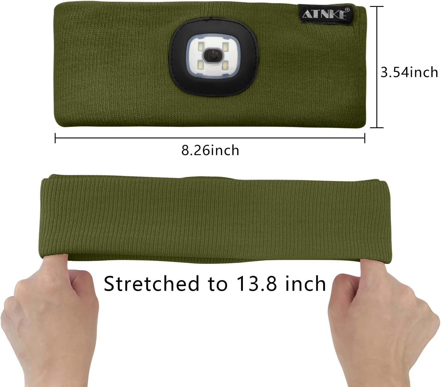 ATNKE 4 LED Lighted Sport Sweatband,USB Rechargeable Running Head Band Lamp High Stretch Wicking Gifts for Men and Women - Image 2