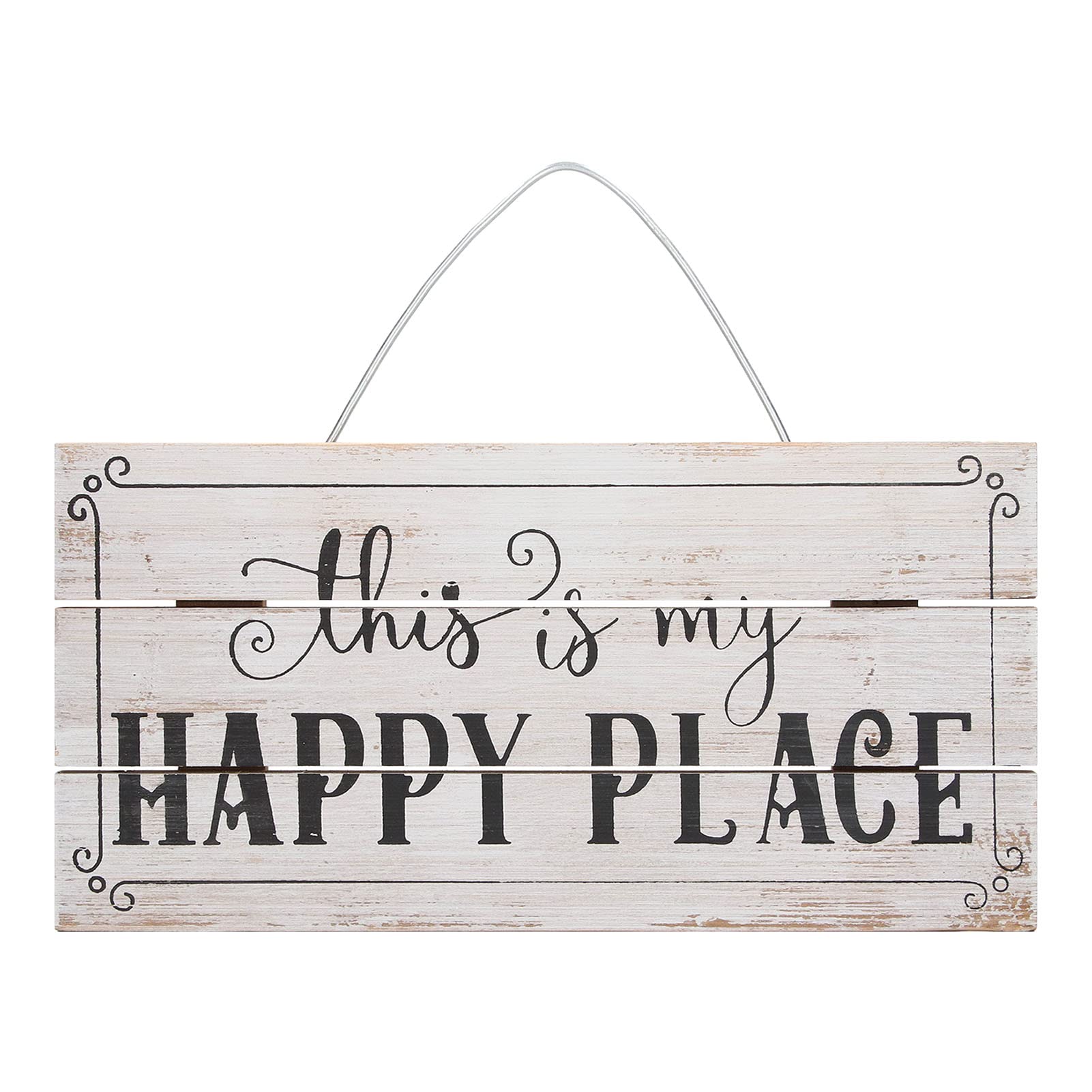 Rustic Wood Sign “This is My Happy Place ”, Decorative Wooden Sign Retro Hanging Wooden Plaque Table Sign Wall Art Decor Hanging Decoration