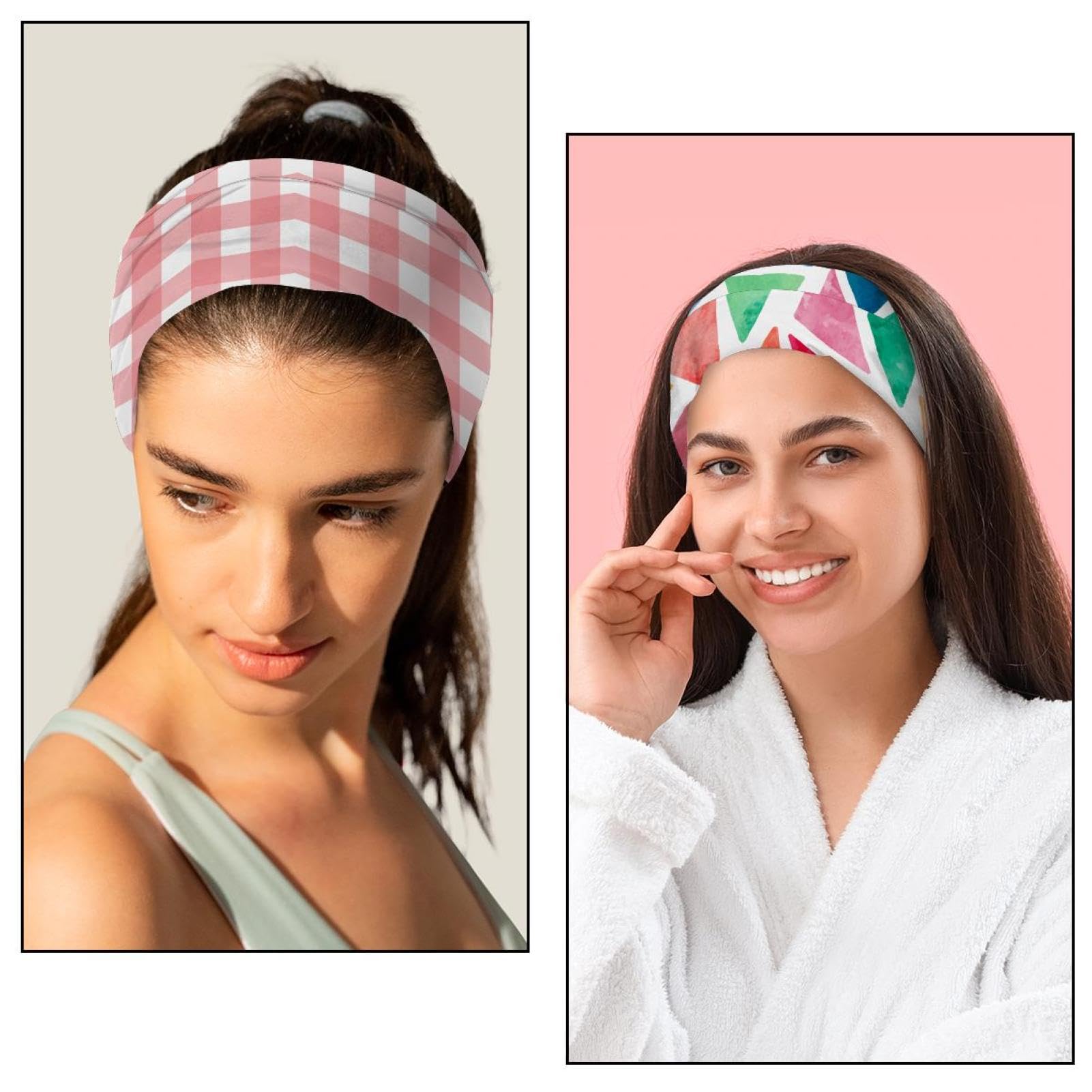 Lot de 6 bandeaux simples pour femme - Turban antidérapant - Élastiques - Large - Pour yoga, sueur, sport, entraînement