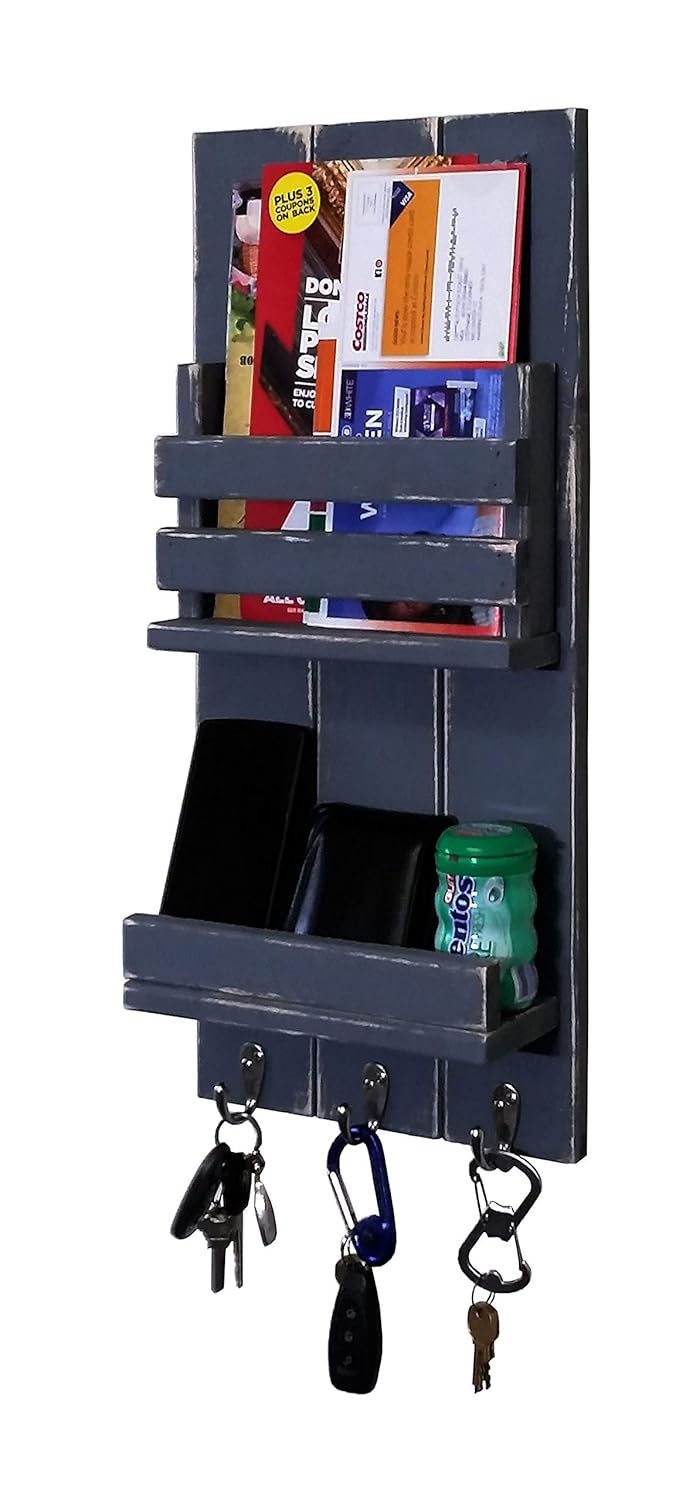 Amazon Com Bradford Vertical Wall Organizer 20 Paint Colors Key Holder Shelf Wall Organizer Key Hook Entryway Organizer Rustic Wood Handmade