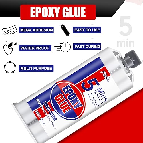 Miniatura 3 de Pegamento epoxi de 5 minutos, kit de resina epoxi de curado rápido de 3.4 onzas, adhesivo epoxi transparente de 2 partes para metal, plástico,