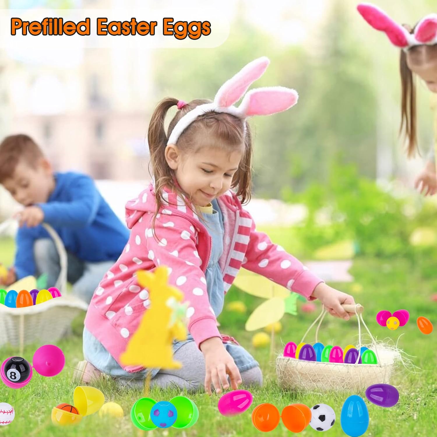 72 Pcs Prefilled Easter Eggs with Fidget Spinner Sports Balls Toy for Kids Boys Girls, Easter Basket Stuffers Egg Fillers Easter Egg Hunt Party Favors Classroom Prize (36 Eggs + 36 Spinners)