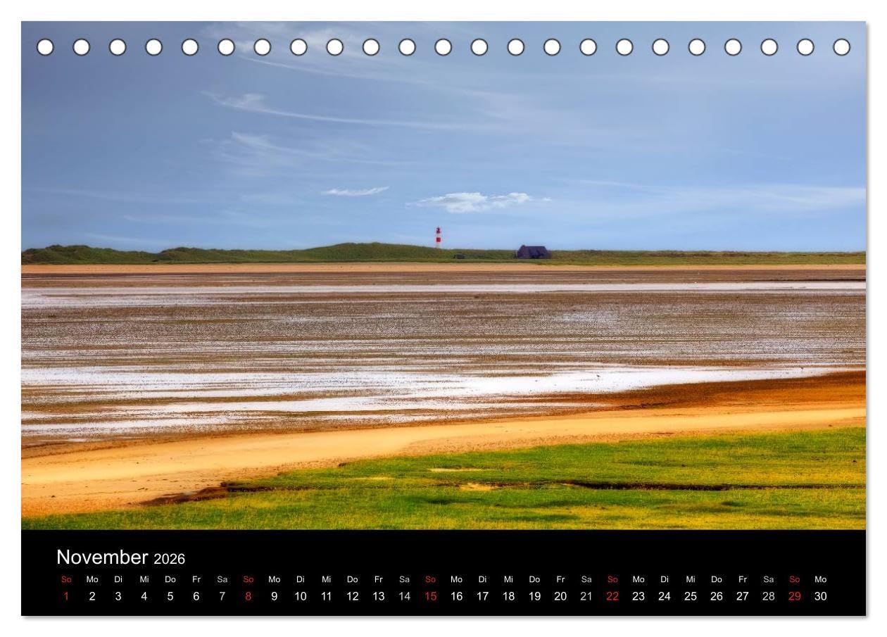 Sylt (Tischkalender 2026 DIN A5 quer), CALVENDO Monatskalender: Dünenlandschaft, wildes Brandungsmeer, sanftes Wattenmeer, reetdachgedeckte ... die schönsten Seiten Sylts. (CALVENDO Natur)