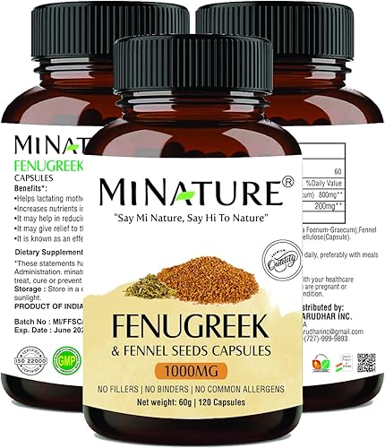 minature Cápsulas de fenogreco, combinadas con polvo de semillas de hinojo - 1000* mg - 120 cápsulas veganas | fenogreco para mujeres | Suplemento