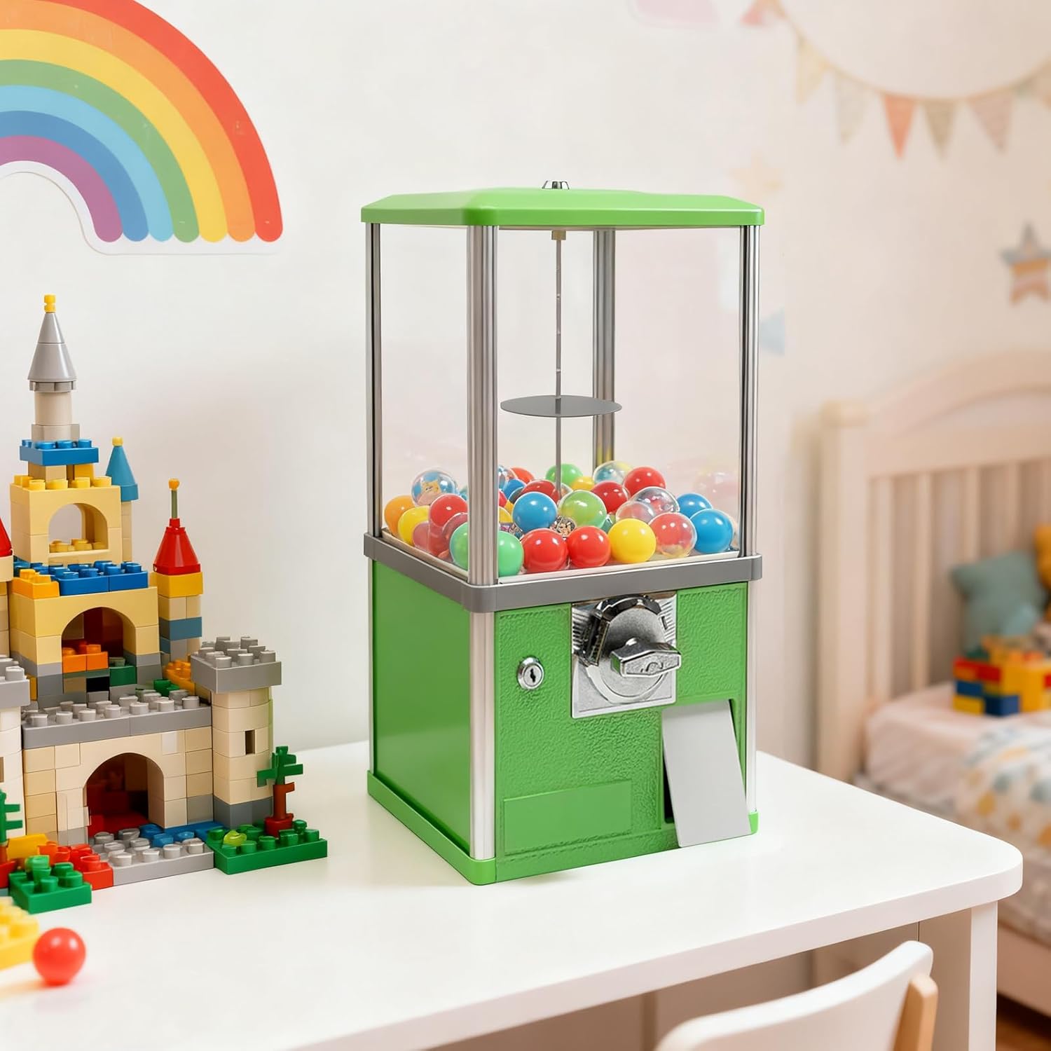 Vending Machine, Big Capsule Toys Vending Machine Dispenser with 4 Keys, Commercial Balls Capsule Gumball Bank Retail Candy Machine, Capacity 800 Coins, Capacity (Capsule Toys) 11.02 lbs