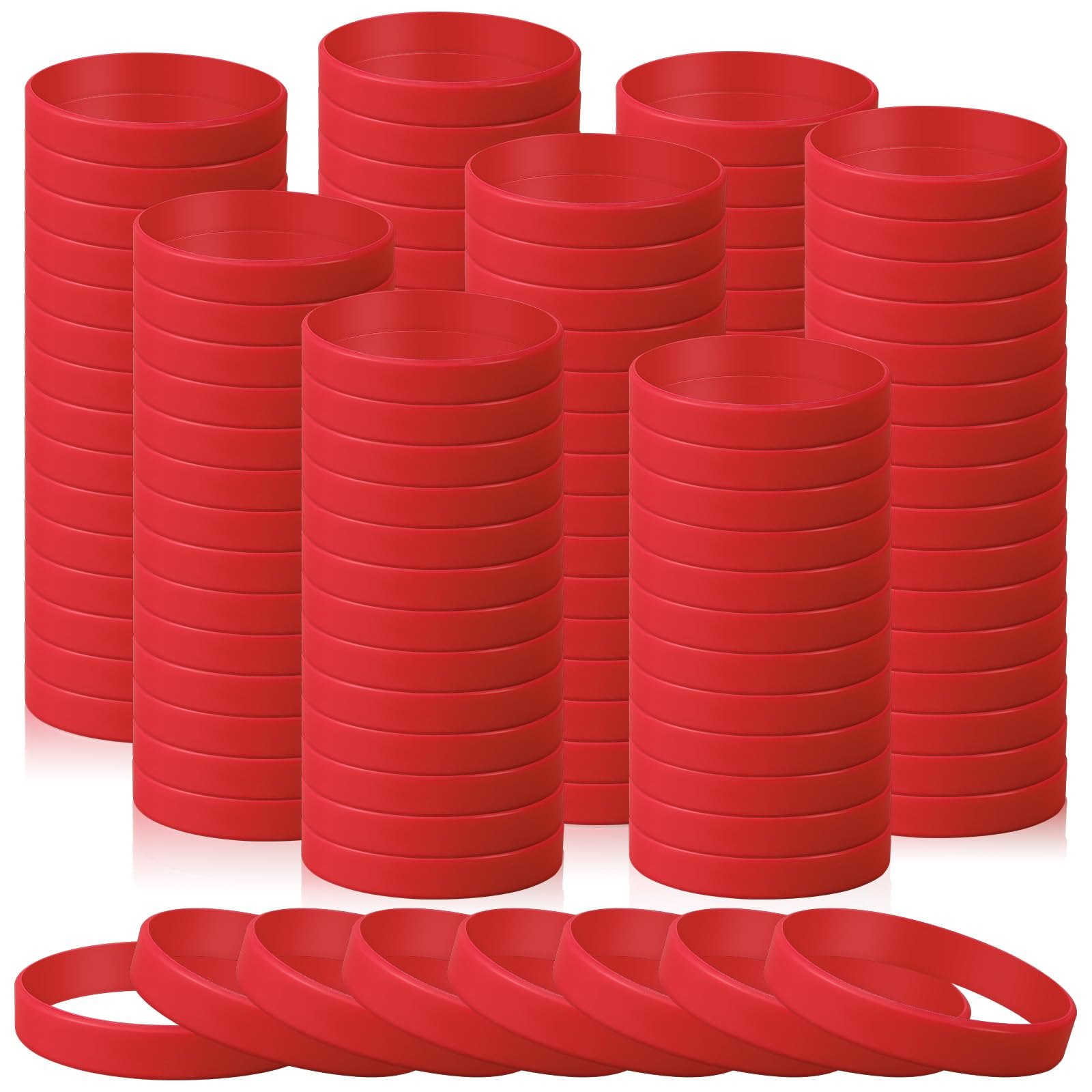 kymqlywkymqlyw 120 Pcs Plain Silicone Rubber Bracelets Solid Color Rubber Wristbands Sports Elastic Rubber Bands for Stretch Silicone Wristband Wrist Bands for Women Men Teen Part Decorations Gifts (Red)