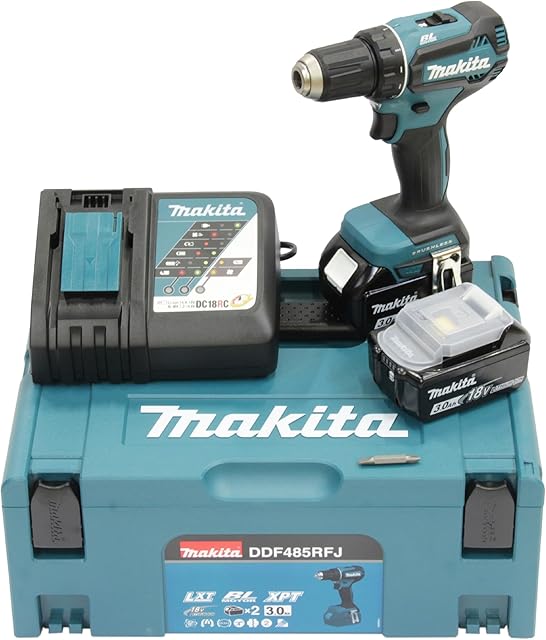 Generic Makita DDF485RFJ Akku-Bohrschrauber 18V / 3,0 Ah, 2 Akkus + Ladegerät im MAKPAC — Akkuschrauber