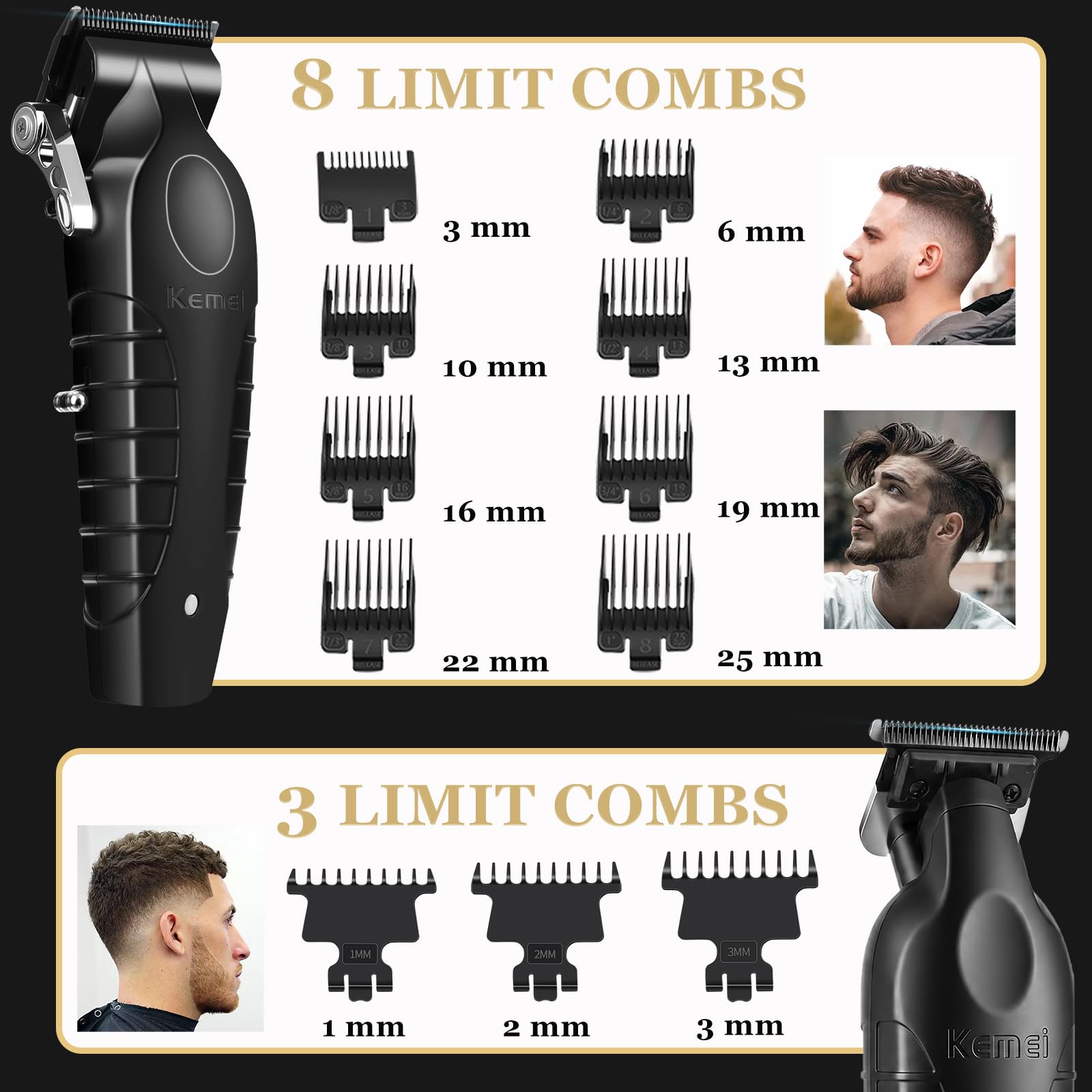 KEMEI Recortadora de Pelo/Barba, Juego de Afeitadora Eléctrica para Hombres | Afeitadora eléctrica con cabezas de afeitar de repuesto,set profesional de cortadora para el cuidado diario de los hombres