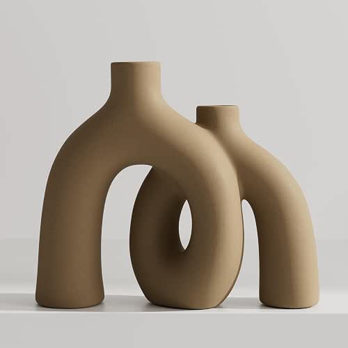 Hug Donut Decorative Vase Set - Tan Modern Rustic Farmhouse