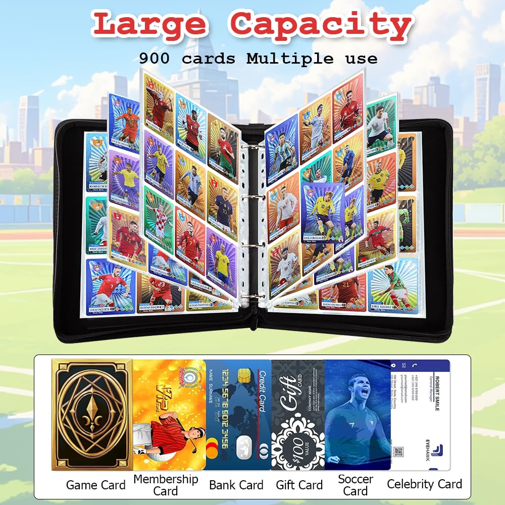 Carte da collezione album da calcio, 4 tasche, raccoglitore per carte da calcio, 900 carte da calcio, scrapbooking, carte sportive, cartelle per il calcio, carte da collezione