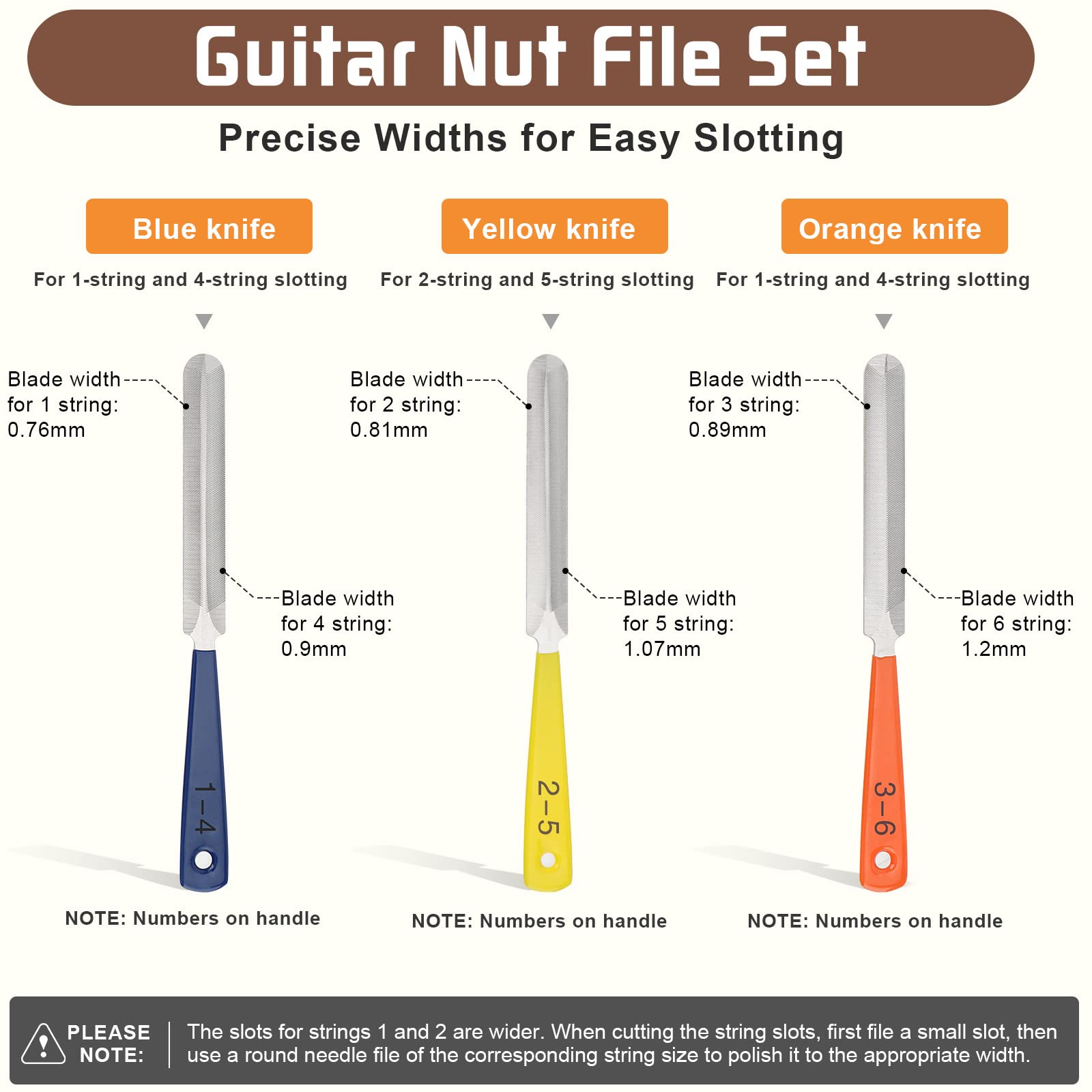 3 Pezzi Chitarra Nut File, Chitarra Fret File, Lima per Capotasto di Ricambio per Chitarra, Lima per Grondaia per Chitarra, Lima per Capotasto di Ricambio per Chitarra, Lima per Tasti Chitarra