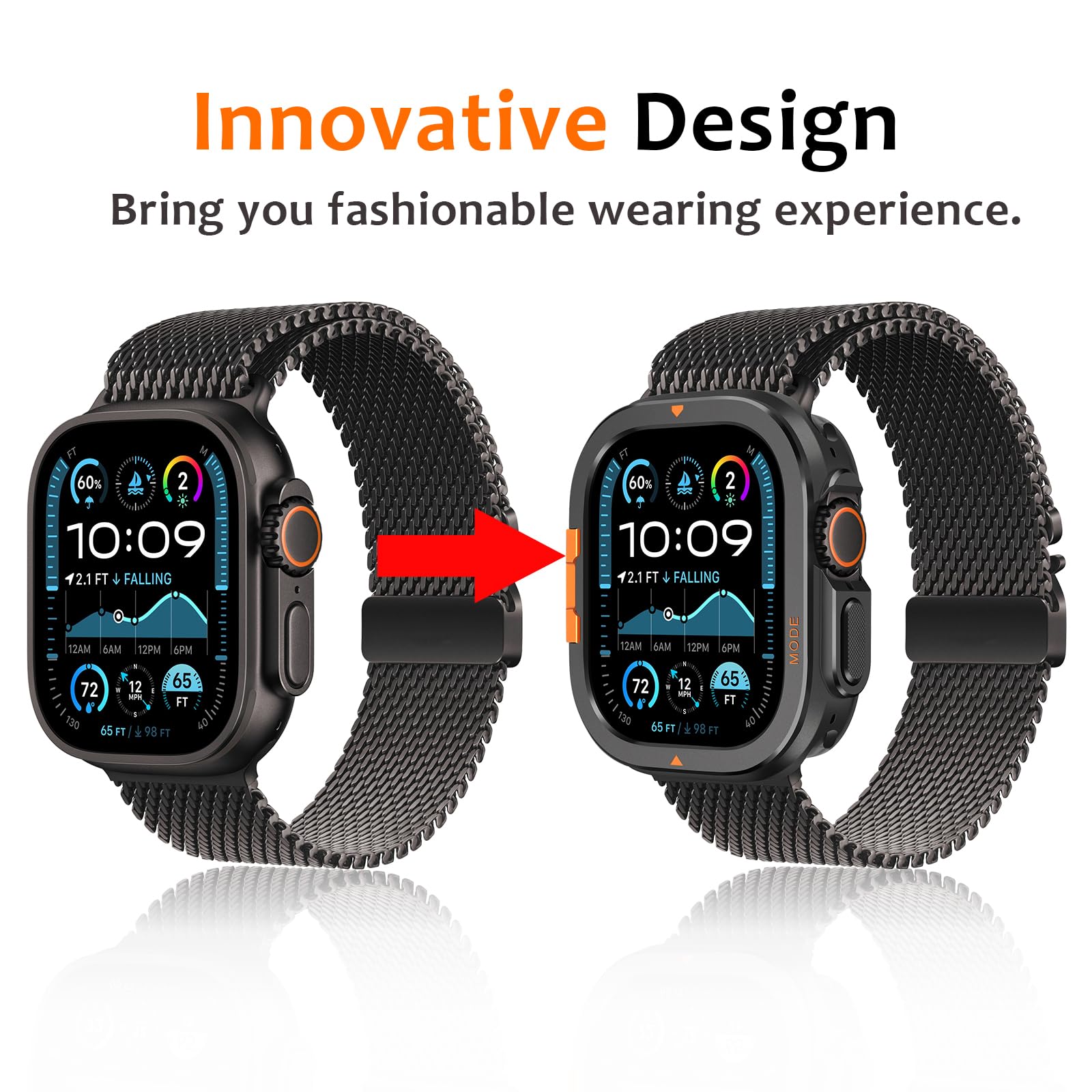 Amizee Metall Hülle Kompatibel für Apple Watch Ultra 3/2/1 49mm mit Rückseite, Robuste Schutzhülle der Stoßstange für iWatch Ultra 49mm, Schwarz