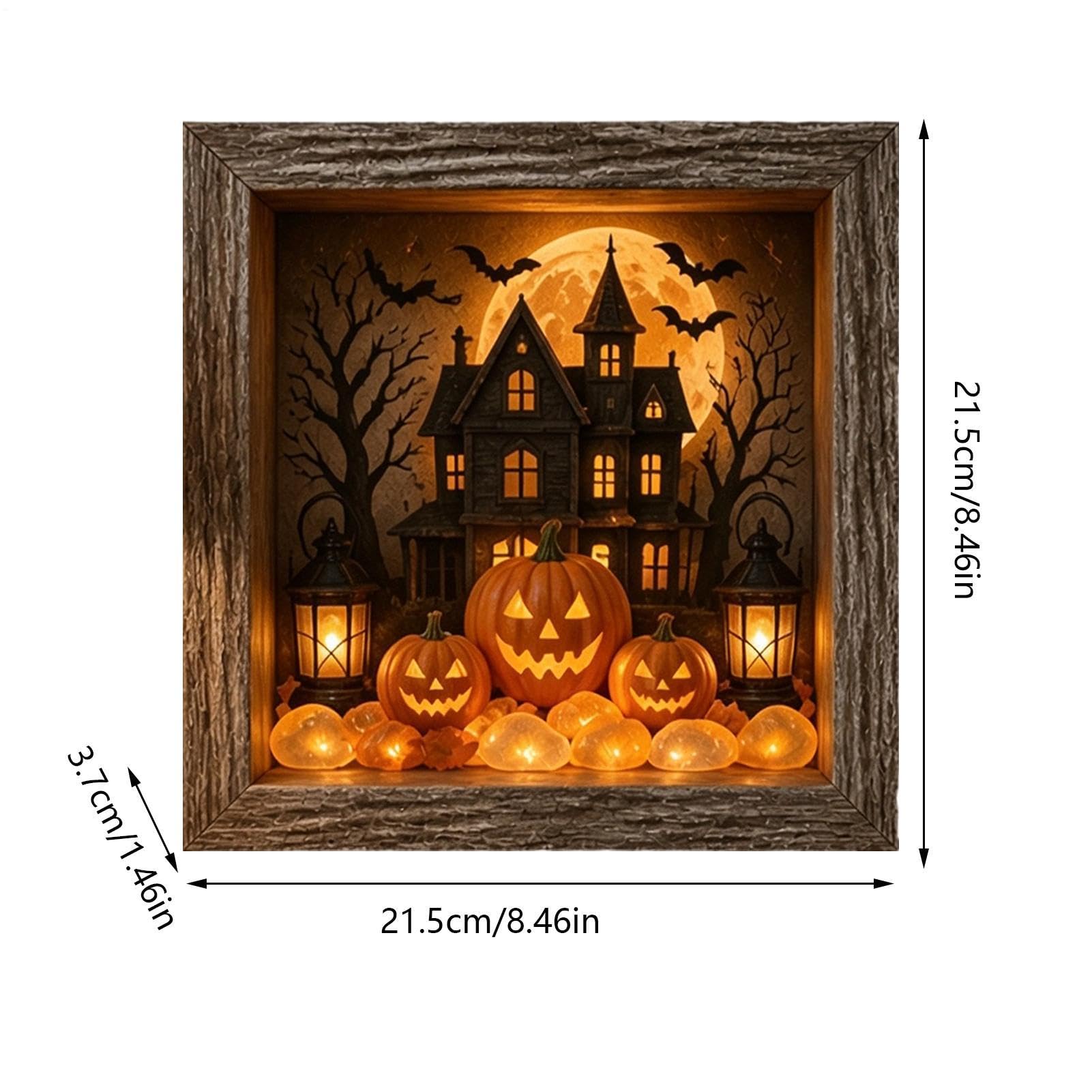 Cornice Scatola di souvenir Halloween Legno Rustico Luminoso E Brillante