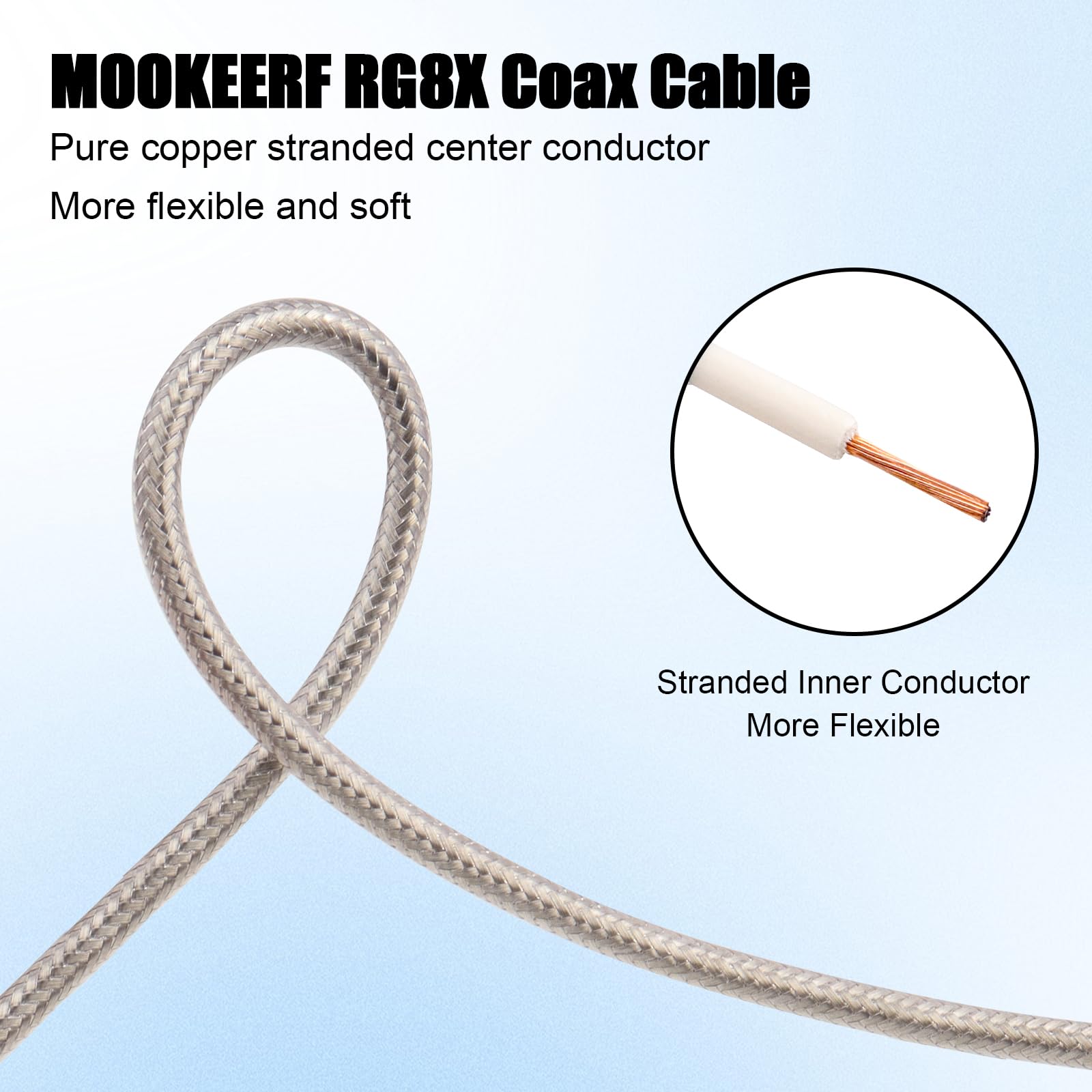 MOOKEERF RG8X SMA maschio a SMA femmina cavo coassiale 15 m, cavo di prolunga SMA a perdita ultra bassa 50 ohm per router, GPS, radio RF, antenna WiFi, ripetitore di segnale, modulo ecc.