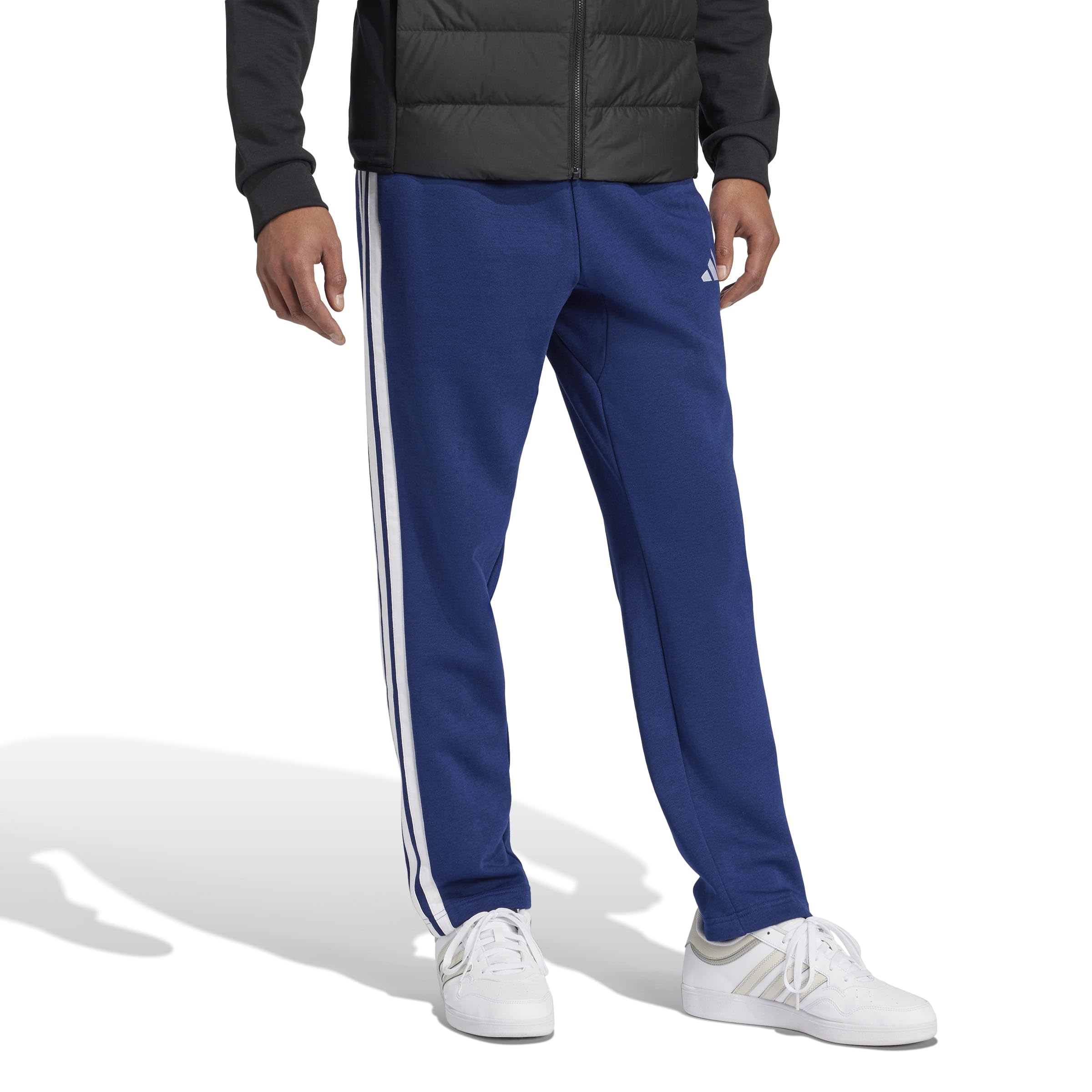 adidas Essentials Three Stripes Fleece Pant Open Hem - Pantalon de Golf - Jogging - Homme