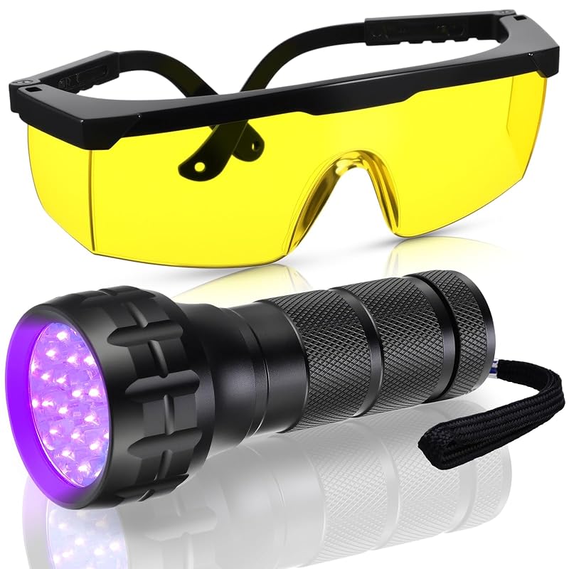 Tellegloww Kit Detector de Vazamentos com Lanterna UV-A e Óculos de Proteção para Ar-Condicionado Automotivo