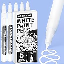 ARTISTRO 5 White Paint Pen for Rock, Glass, Ceramic, Wood, Tire, Fabric, Metal, Canvas, Marking, Painting - Set of 5 Acrylic Paint Markers Water-based