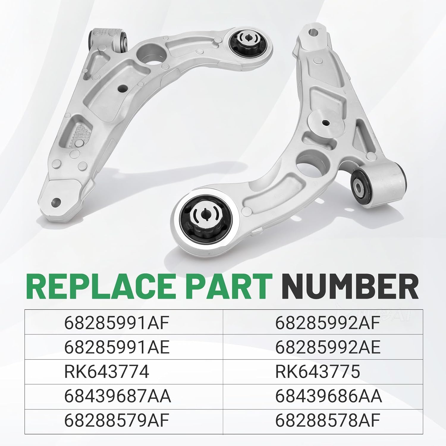 Front Left & Right Lower Suspension Control Arm Set Compatible with 2019-2023 Jeep Cherokee 2.0L 2.4L 3.2L L4 V6, Replace K643774 K643775 68285992AF RK643775 68285991AF RK643774