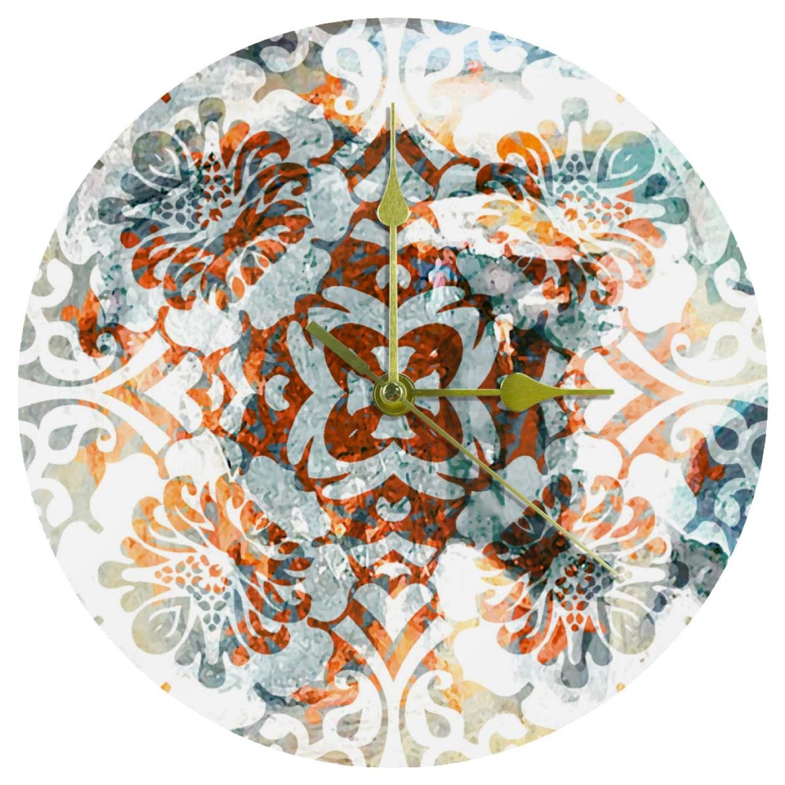 Horloge silencieuse sans tic-tac mandala acrylique ronde à piles