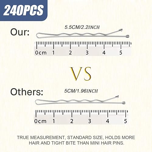 Miniatura 2 de MORGLES 240 pines Bobby plateados con caja de 2.2 pulgadas para cabello gris