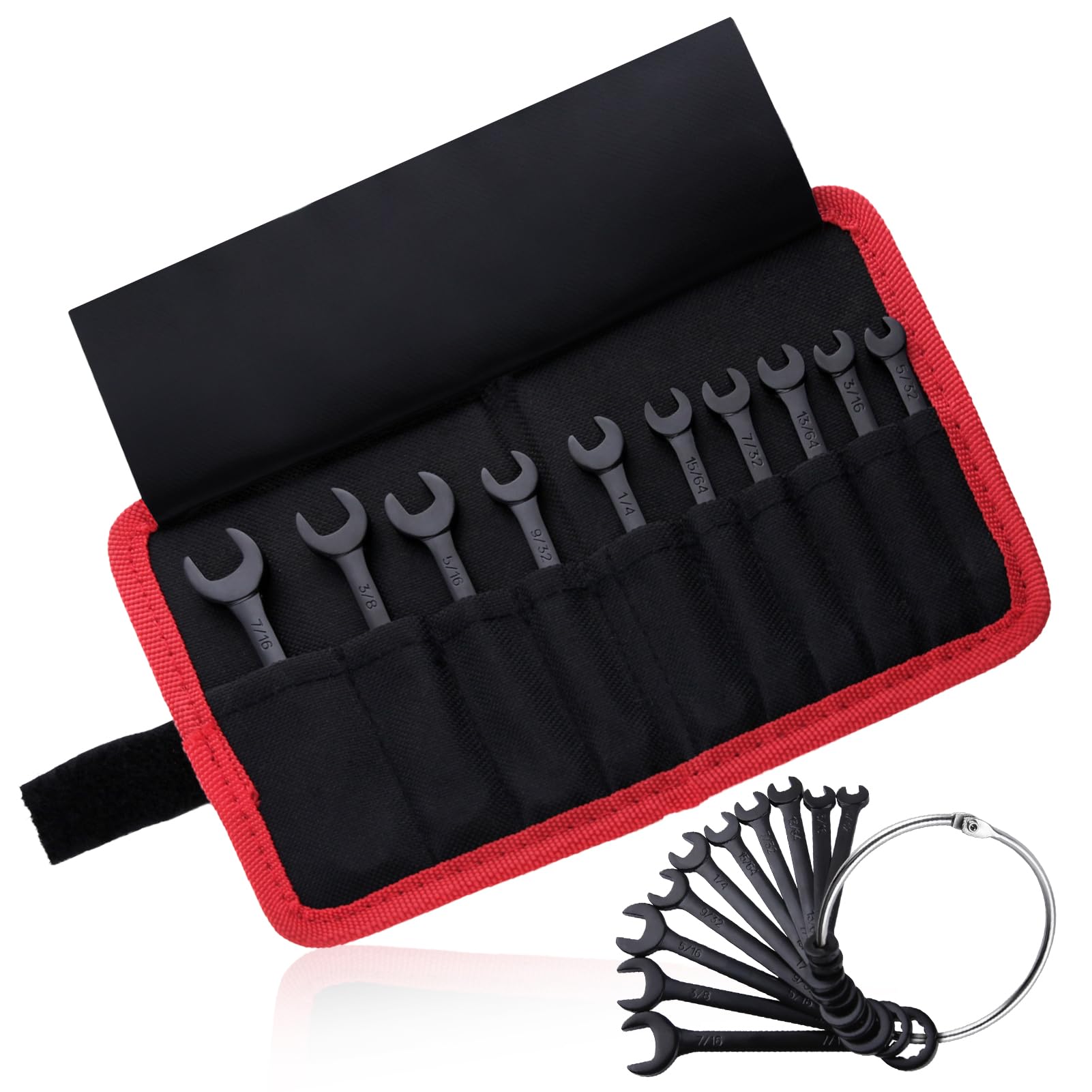 LEONTOOL Mini Wrench Set SAE 10-Piece Ignition Wrench Set, 5/32"-7/16" Open End and Box End Combination Wrenches