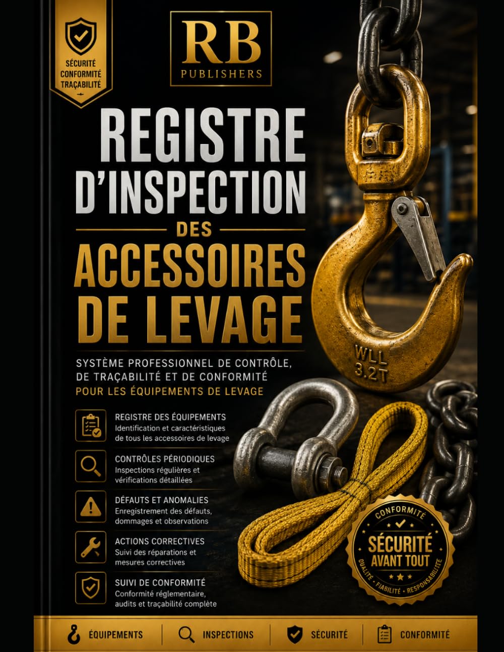 Registre d’Inspection des Accessoires de Levage: Système Professionnel de Contrôle, de Traçabilité, d’Inspection, de Gestion des Défauts et de Conformité des Équipements de Levage