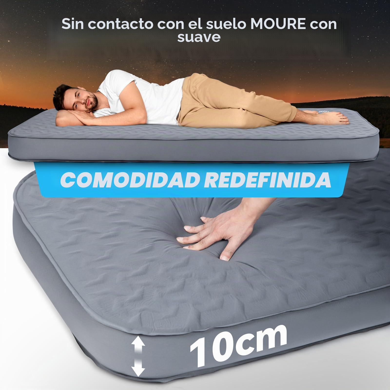 HIKENTURE Colchoneta autoinflable con bomba eléctrica, 10 cm de grosor, colchón de espuma para acampar, 9,5 R de valor