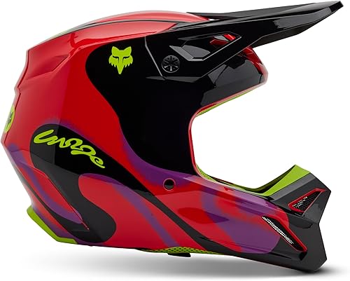 Vista 3 de Fox Racing Casco de motocross unisex V1 Emoción roja fluorescente