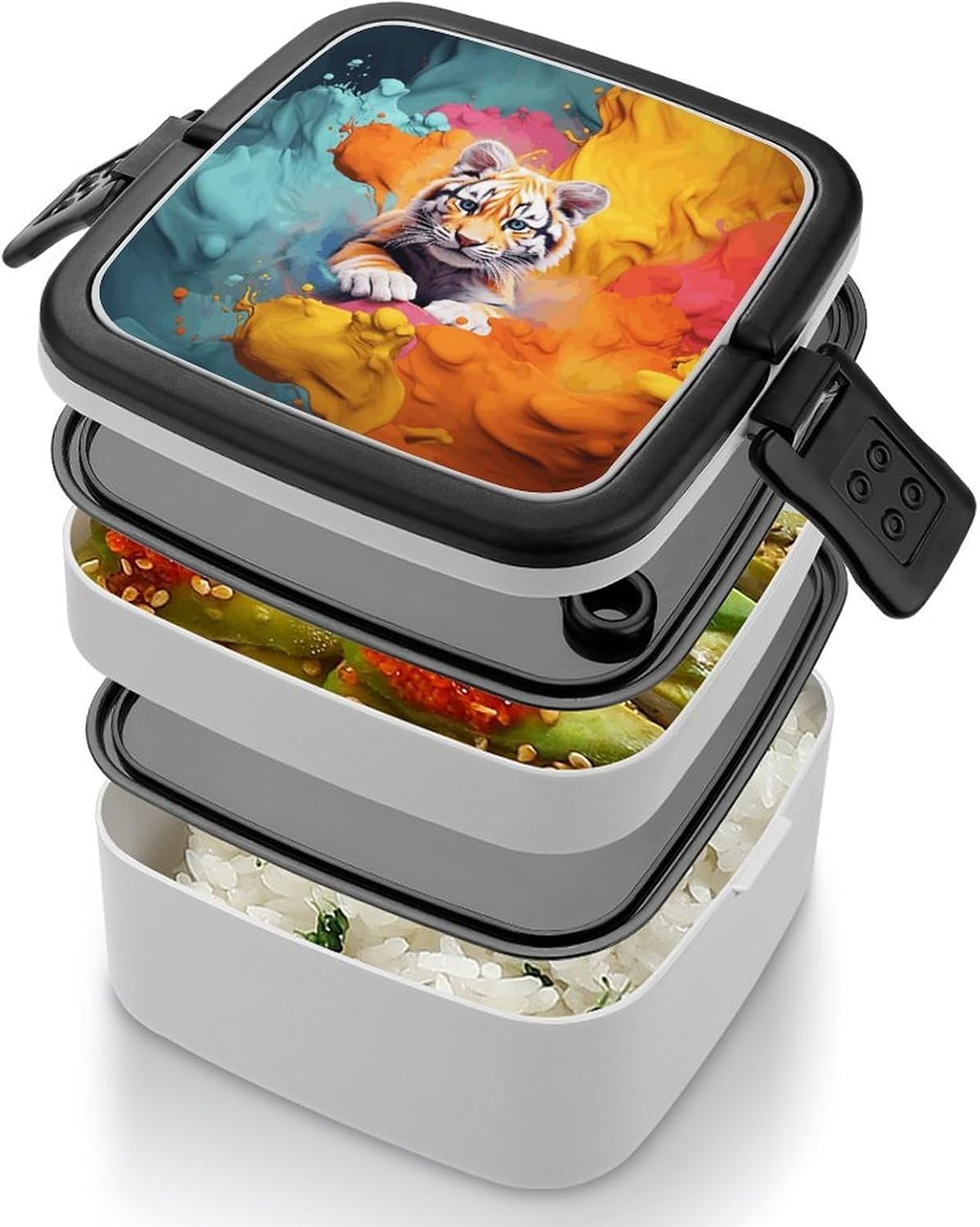 Color Animation Bento Box Stackable Lunch Box Salad Lunch Container Leak-Proof Bento Box for Adult Dining Out Work Picnic Travel