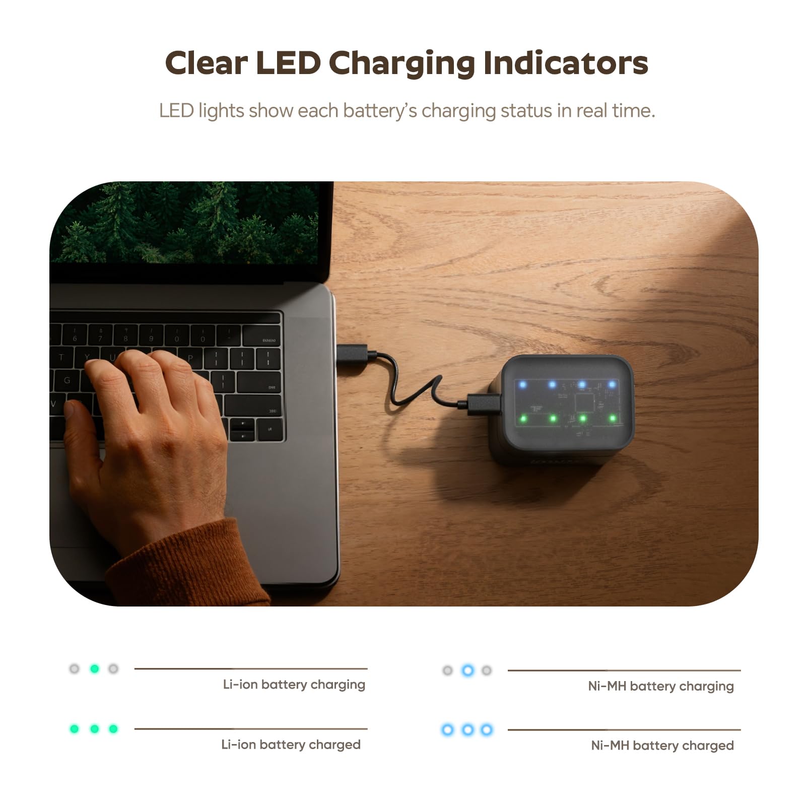Juego de 8 pilas AA de litio de 1,5 V, recargables con cargador, 4200 mWh