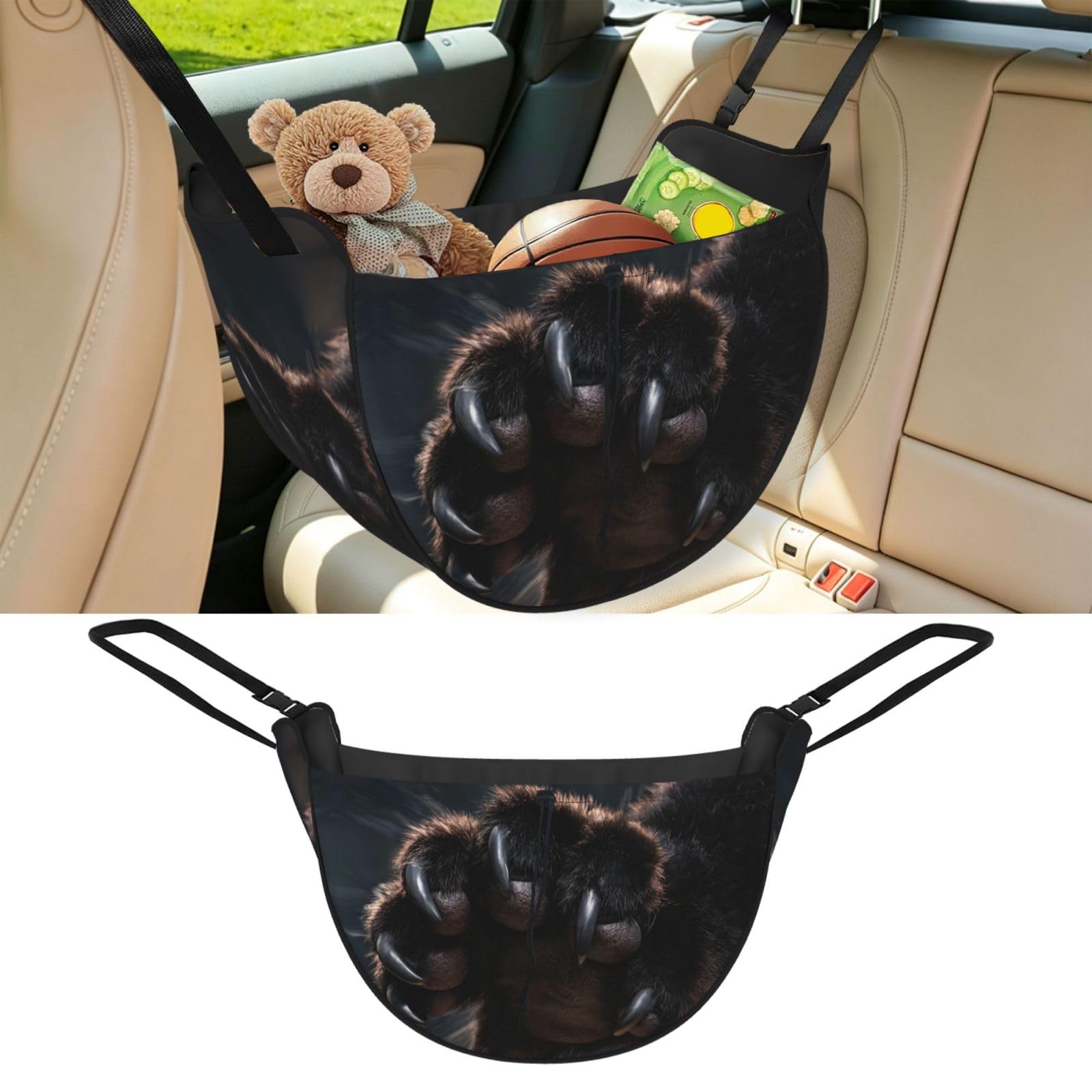 Cntdbu Black Paw Smash Car Seat Organizer-Backseat Storage Bag For Travel