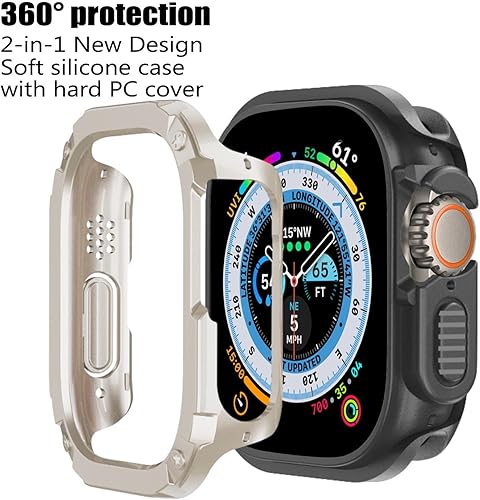 Miniatura 4 de BOTOMALL Parachoques de silicona suave con cubierta de PC compatible con Apple Watch Ultra 2Ultra funda de 1.929 in, protector delgado duradero de
