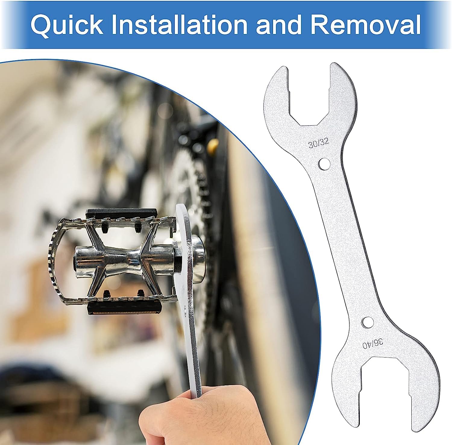 Chiave Per Pedali E Movimento Centrale Bici - Doppia Testa 30/32/36/40mm, In Acciaio Antiruggine - Foto 11